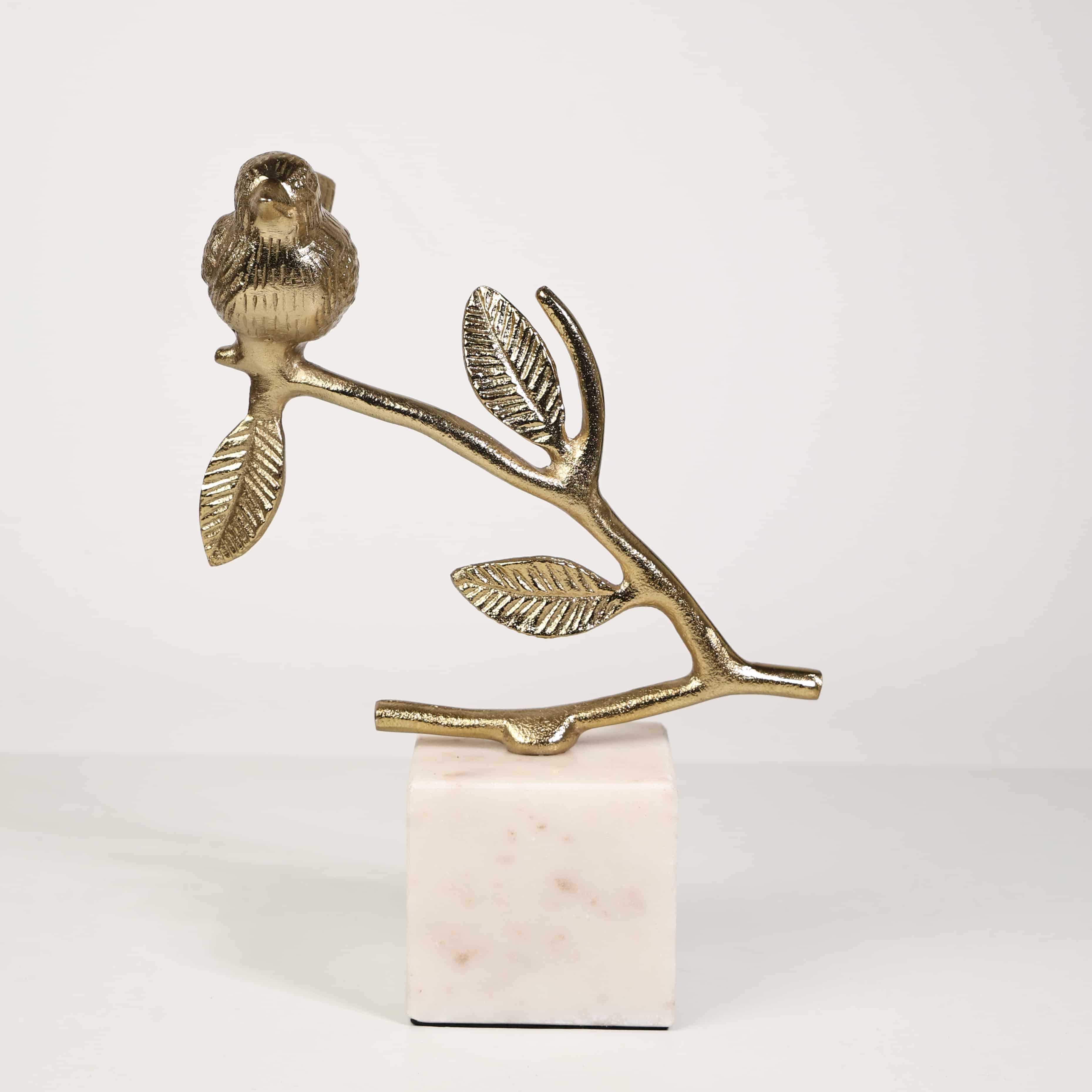 Golden Bird Figurine on Marble Base