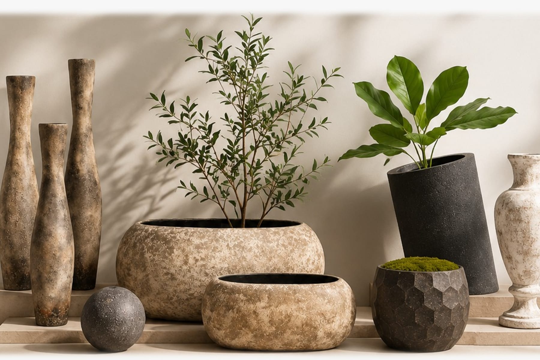 Vases on a marble table